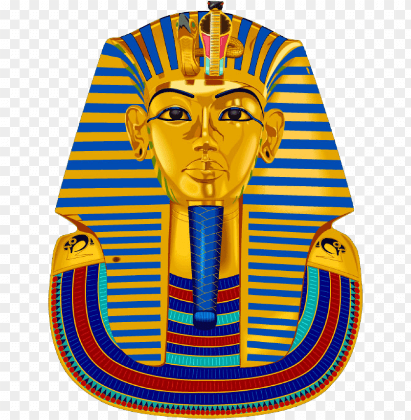 Colorful depiction of an ancient Egyptian pharaoh's mask PNG