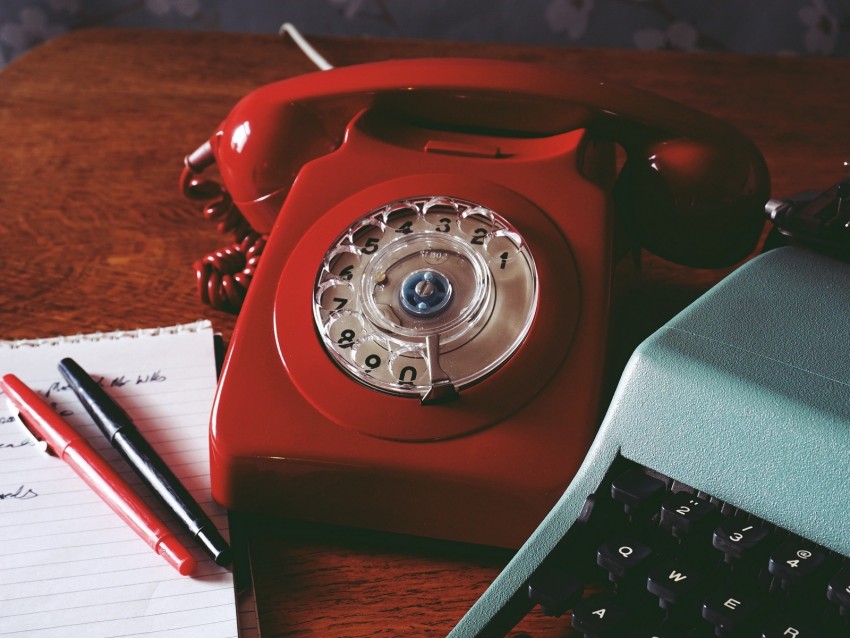 phone, retro, vintage, red