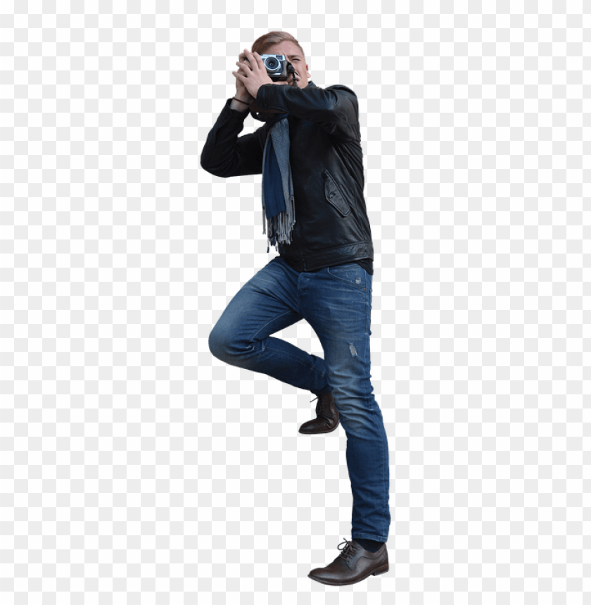 photographer, camera, leather jacket, blue jeans, casual outfit, fashion, outdoor photography