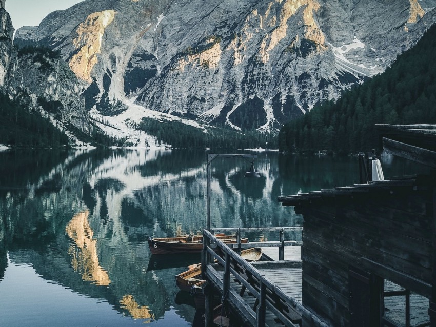 pier, lake, mountains, landscape, dock