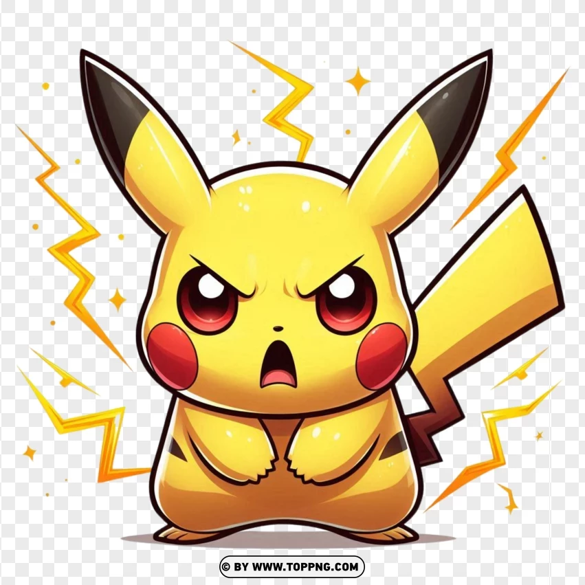 Angry Pikachu Charged Up From The Pokémon Cartoon PNG Transparent Background