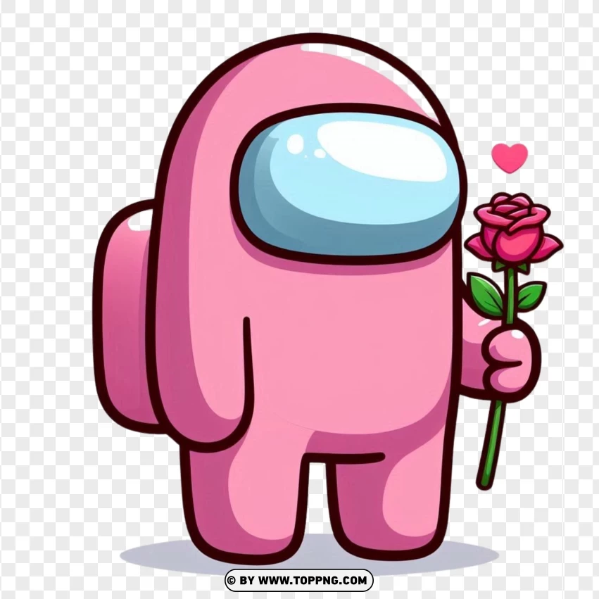 Among Us Character,  Pink Among Us,flower,illustration,  cartoon,  among us,  game