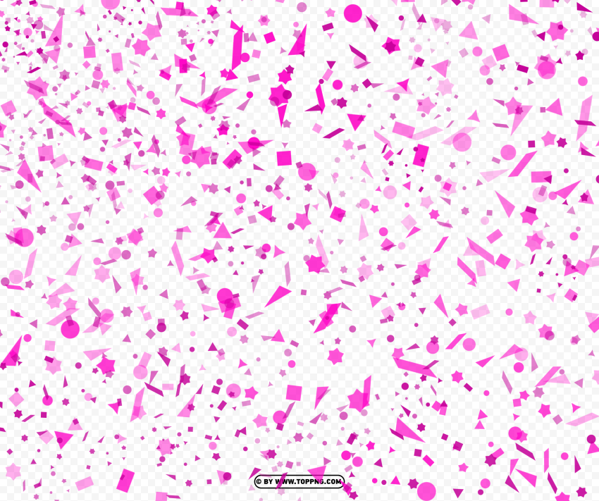 Pink Confetti With Geometric Forms PNG Transparent Background