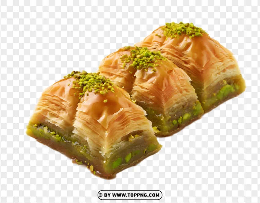 Pistachio Baklava Pieces Topped With Crushed Pistachios Photo PNG Transparent Background