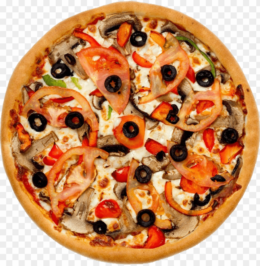 pizza, vegetables, olives, cheese, tomatoes, mushrooms, bell peppers