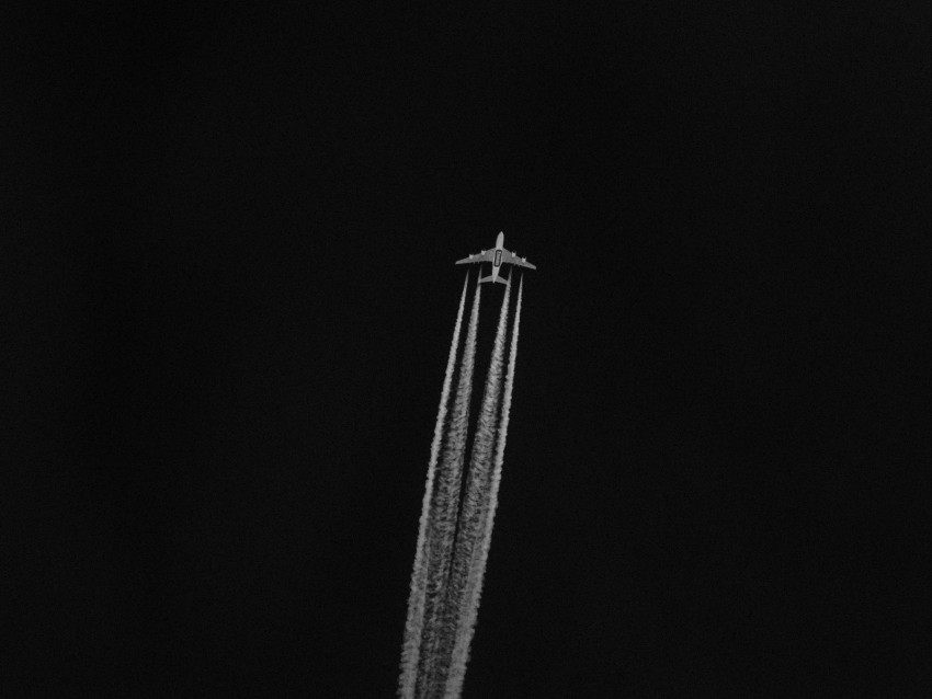 plane bw, sky, flight, minimalism