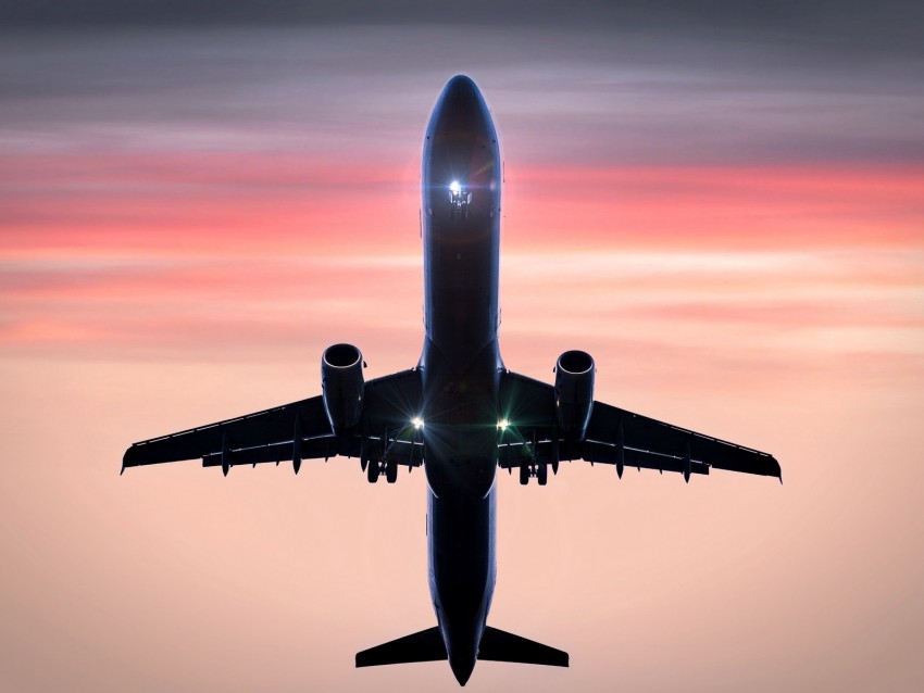 Plane Flight Sky Takeoff Clouds Background