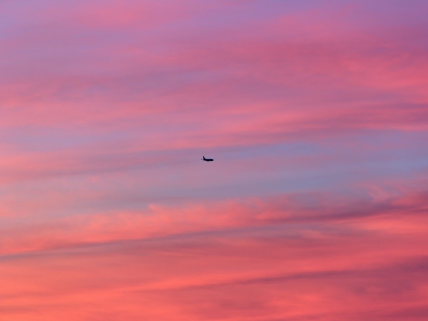 Plane Sky Clouds Minimalism Flight Background