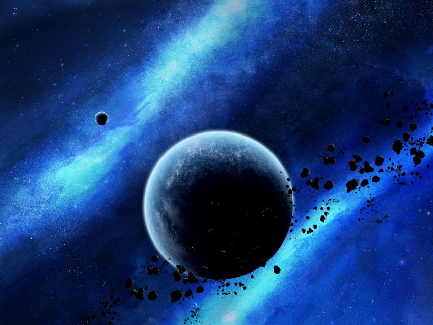 Planet Asteroids Glow Space Universe Background