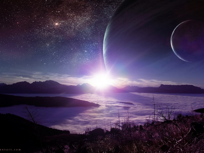 Planet Landscape Flash Shine Alien Background