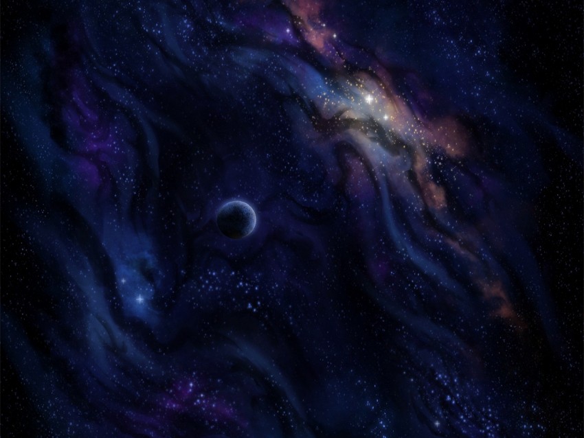 planet, nebula, galaxy, stars, space, dark