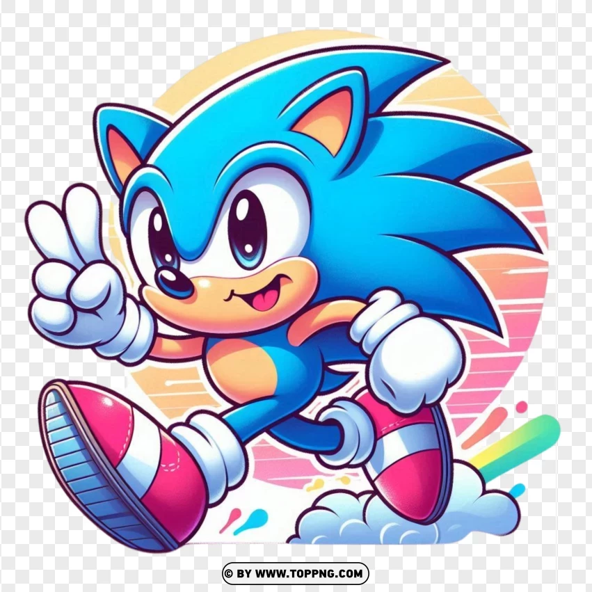 Playful Sonic The Hedgehog In Motion PNG Transparent Background