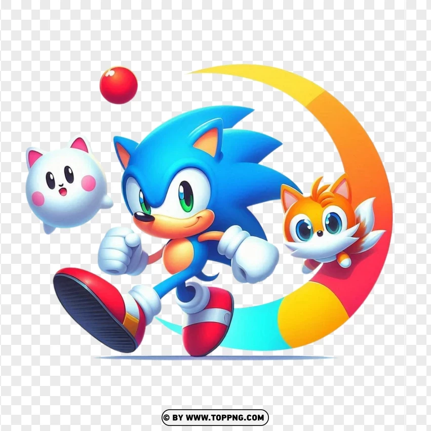 Playful Sonic The Hedgehog With Colorful PNG Transparent Background