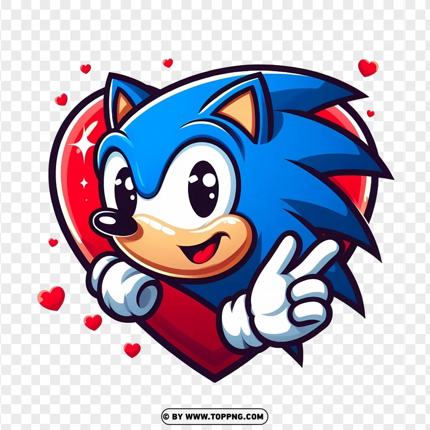 Playful Sonic With Heart PNG Transparent Background