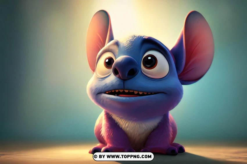 Playful Stitch High-resolution Wallpaper Of A Smiling Character PNG Transparent Background