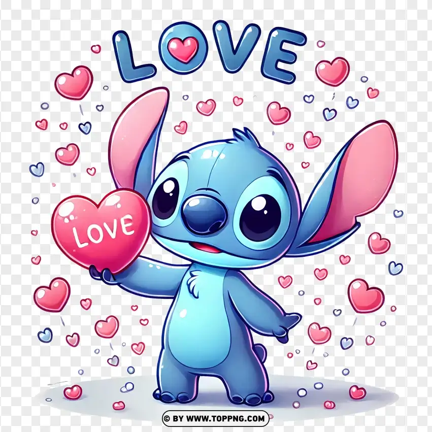 Stitch With Love Floating Hearts PNG Transparent Background