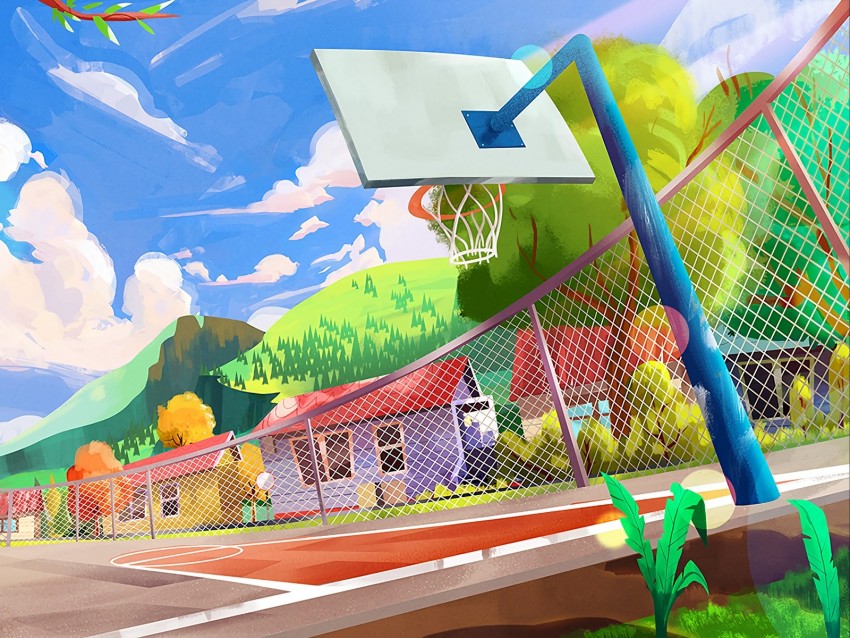 Playground Basketball Hoop Art City Colorful Background