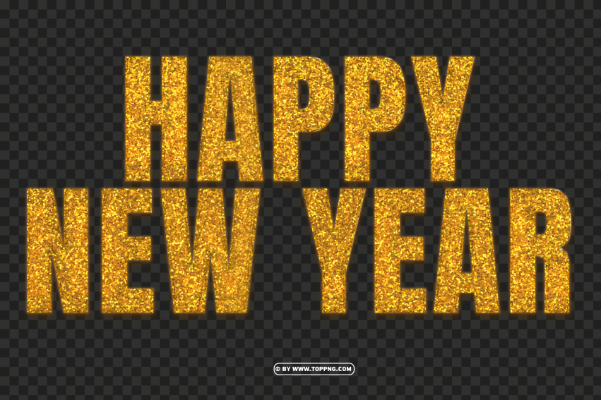 Happy New Year With Golen Glitter PNG Transparent Background