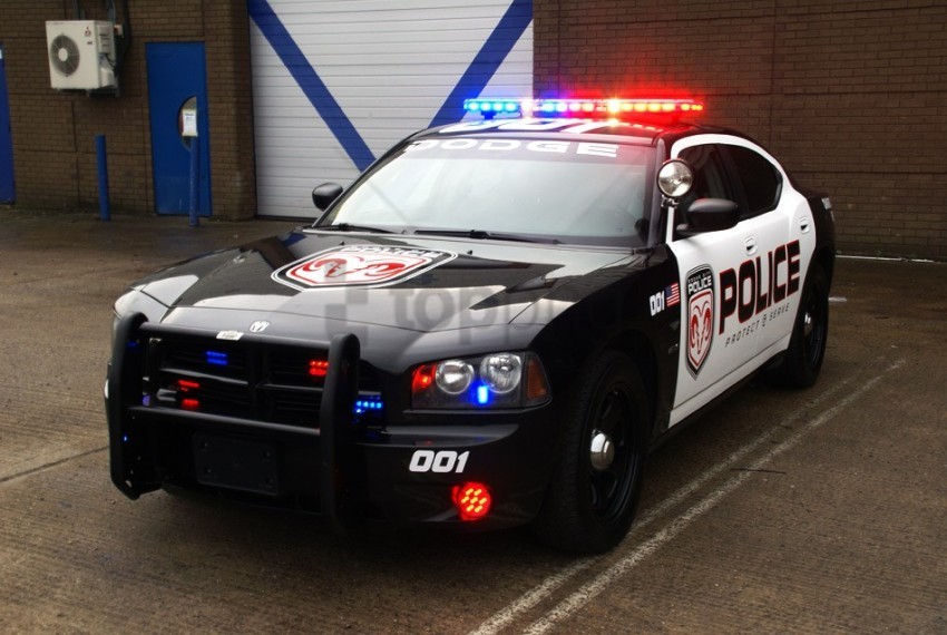 police car, emergency vehicle, law enforcement, black and white vehicle, Dodge Charger, police lights, patrol car