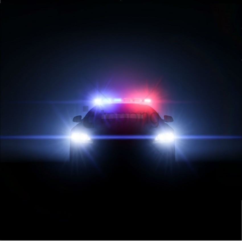 police car, emergency vehicle, police lights, law enforcement, night scene, dark background, public safety