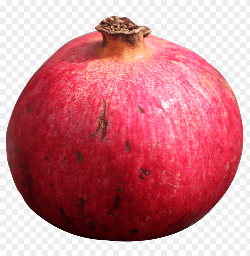 Close-up of a ripe red pomegranate on a transparent background