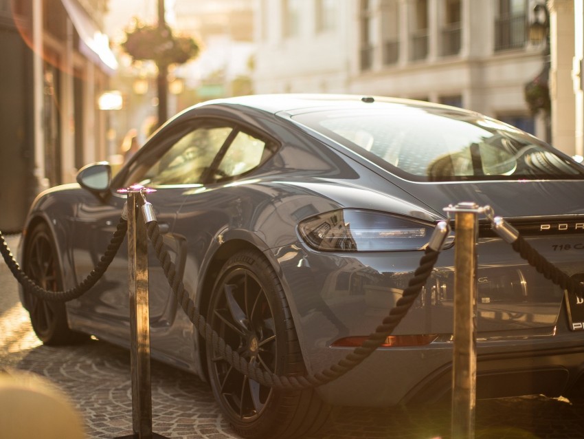 porsche 718, porsche, sportscar, coupe, gray, side view