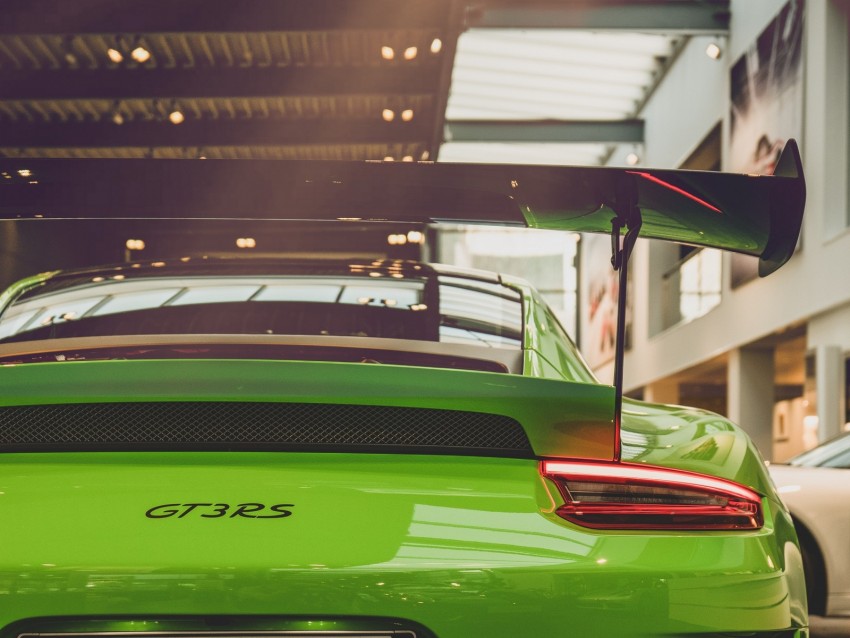 Porsche 911 Gt3 Rs Porsche 911 Porsche Green Rear View Background