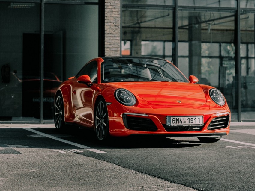 porsche 911, porsche, sportscar, red, front view, car