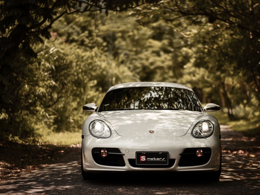 porsche cayman s, porsche, car, white, front view