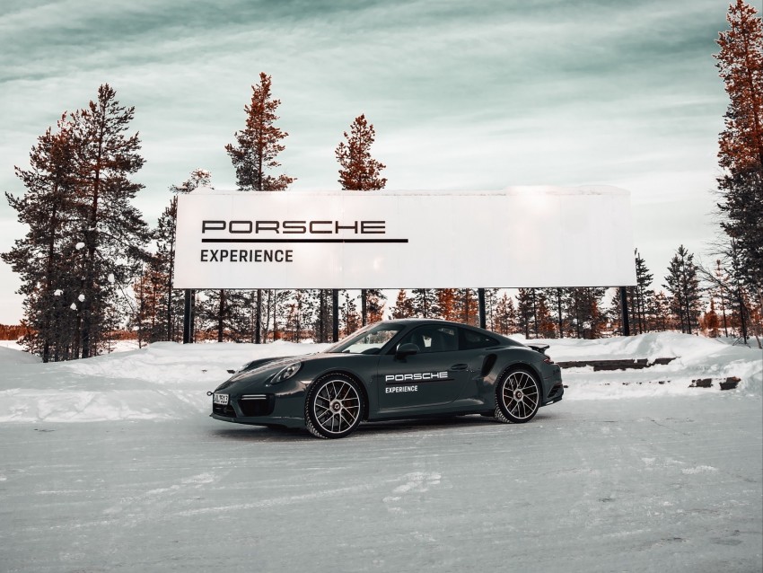 porsche, side view, snow, winter