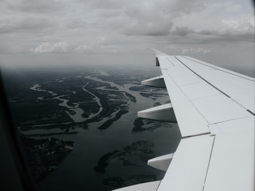 Porthole Airplane Wing View Overview Background