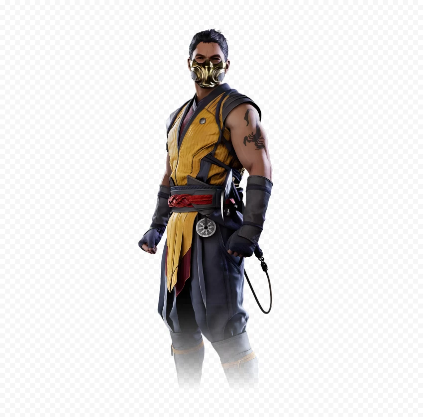 Portrait Of Scorpion Mortal Kombat Character Isolated PNG Transparent Background