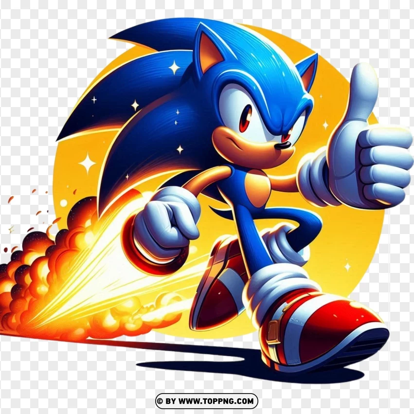 Powerful Sonic The Hedgehog With Fiery PNG Transparent Background