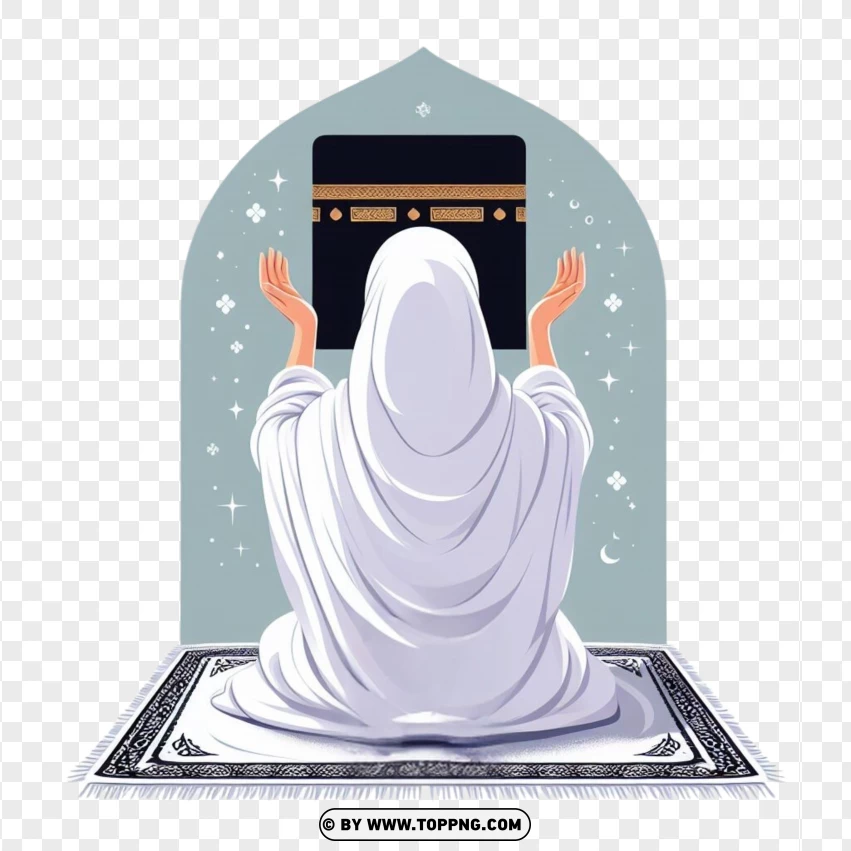 Praying Muslim Woman Hands Up Vector Art PNG Transparent Background