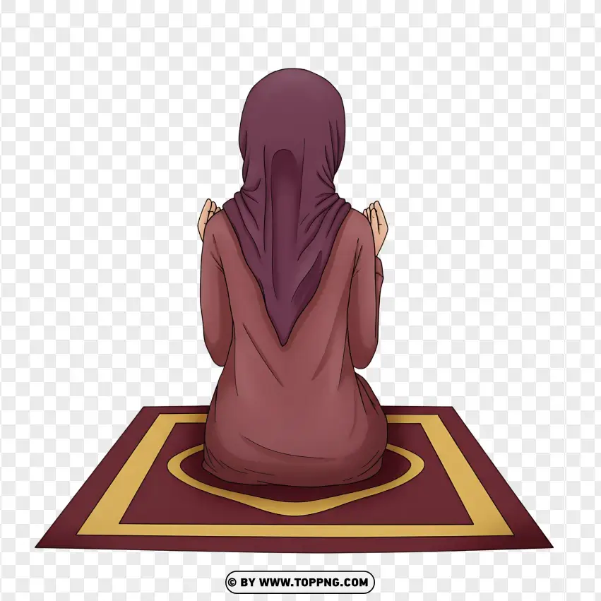 Islamic Praying Woman Illustration PNG Transparent Background