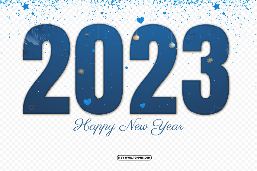 Premium Design 2023 Happy New Year Christmas With Confetti PNG Transparent Background