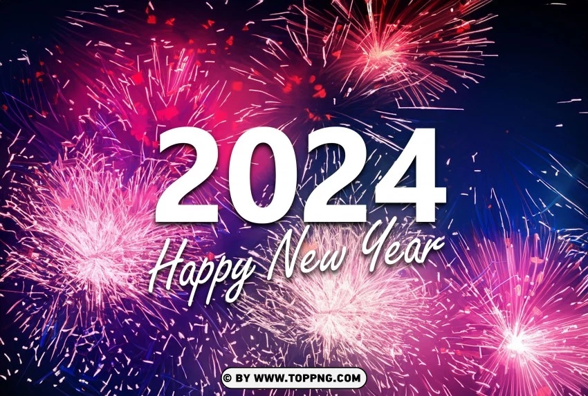 Premium Image Happy New Year 2024 Celebration With Fireworks PNG Transparent Background