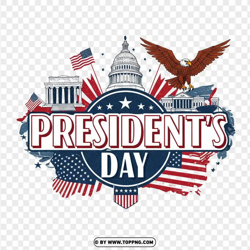 Presidents Day With Capitol Building And Eagle PNG Transparent Background