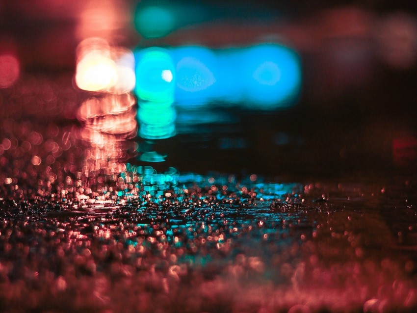 puddle, bokeh, glare, macro, circles, light