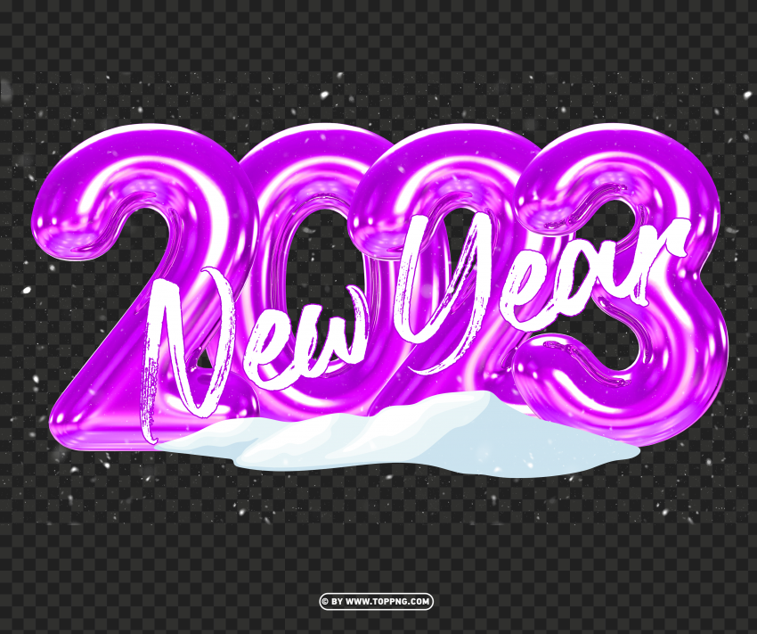 Purple 2023 New Year With Snowy Design PNG Transparent Background