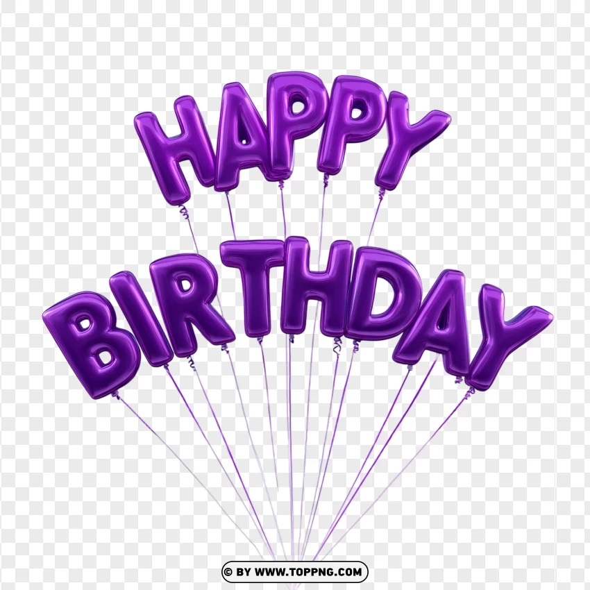 Purple Happy Birthday Balloons Arranged In A Fan-shaped Design PNG Transparent Background