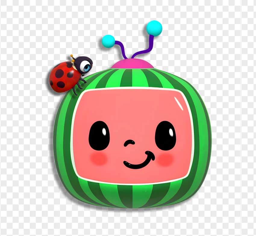 Cocomelon,watermelon, icon, ladybug, screen, smiling face