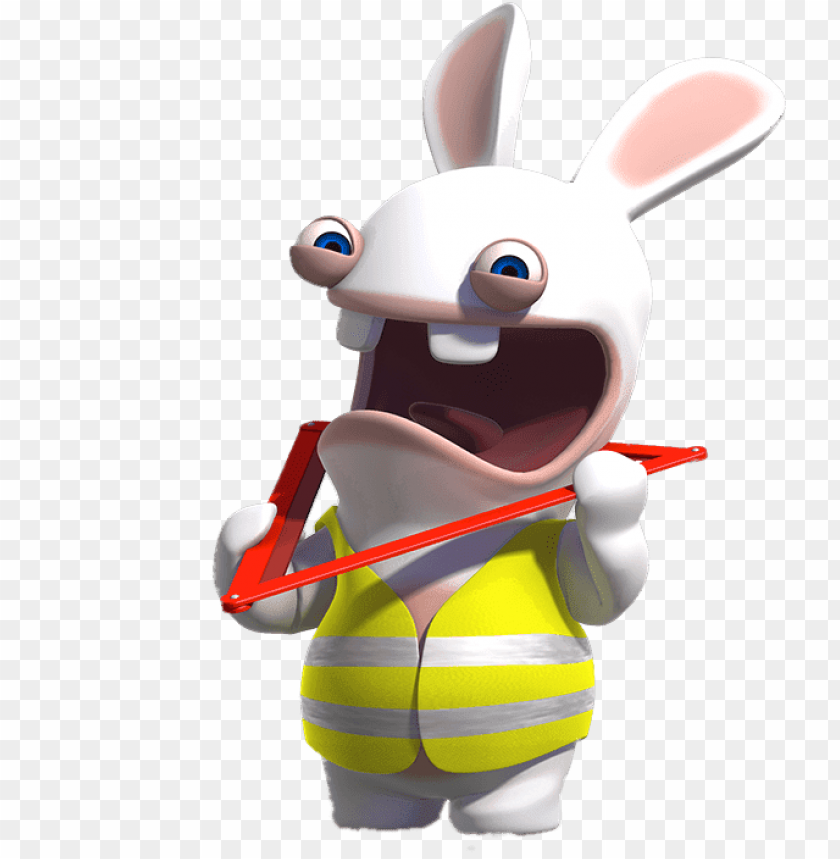 at the movies, cartoons, rabbids, rabbid safety triangle around neck, 