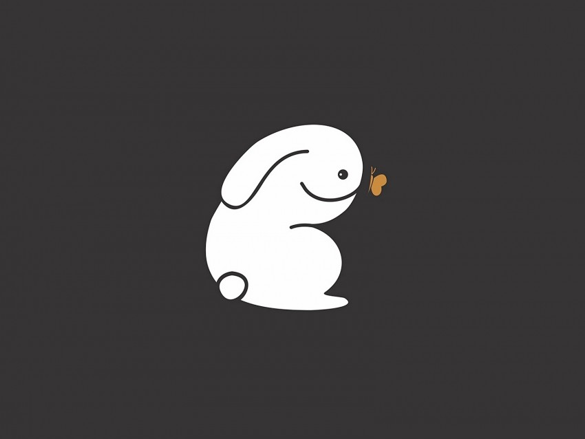 rabbit, butterfly, vector, art, minimalism