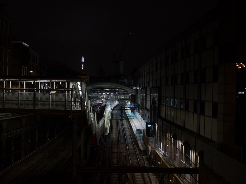 Railway Station Night Night City Background