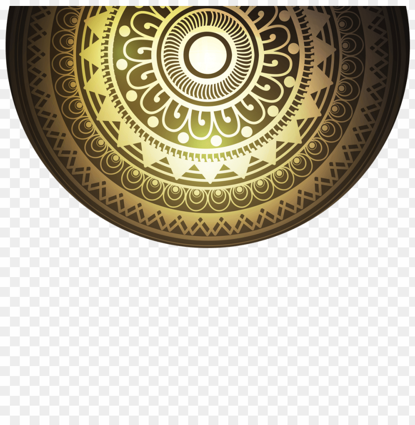 Decorative golden mandala design with intricate patterns PNG