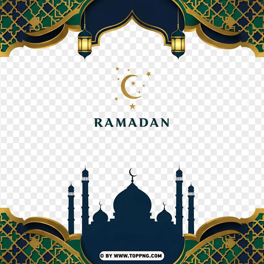 Elegant Ramadan Kareem Frame Poster Design PNG Transparent Background