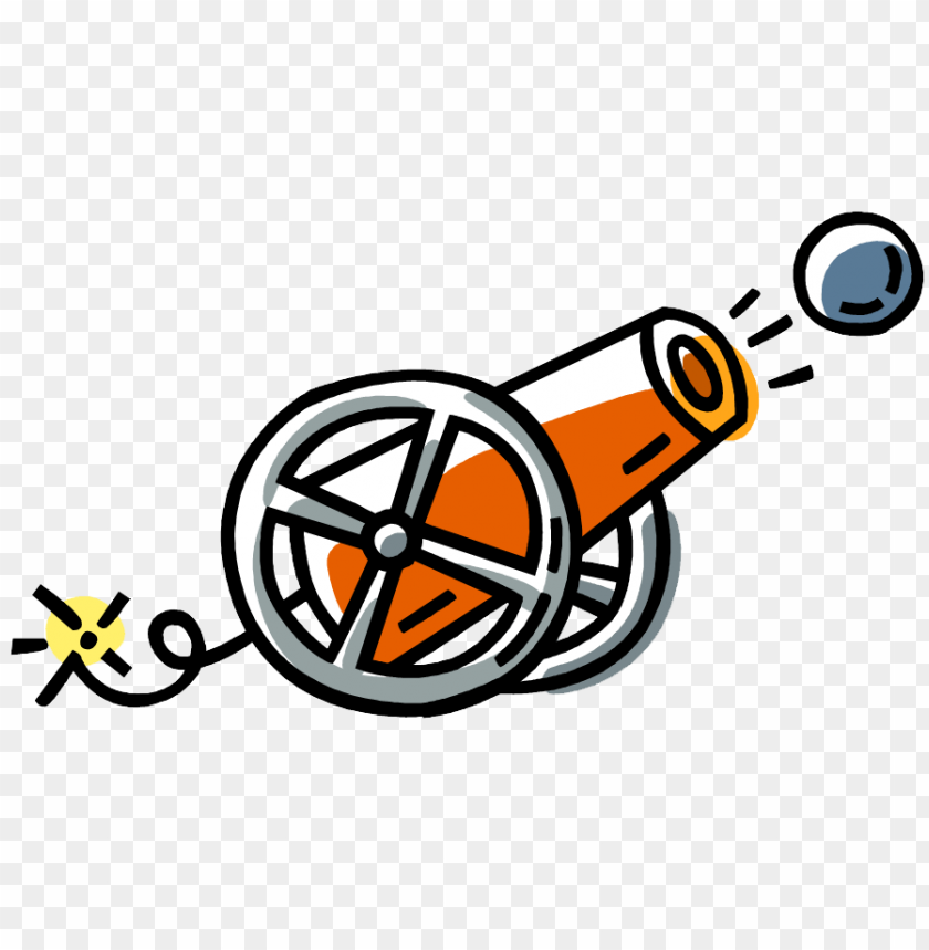 Colorful cannon illustration with a fired cannonball PNG