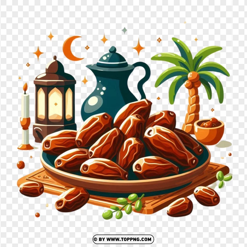 Ramadan Dried Dates Simple Flat Design PNG Transparent Background