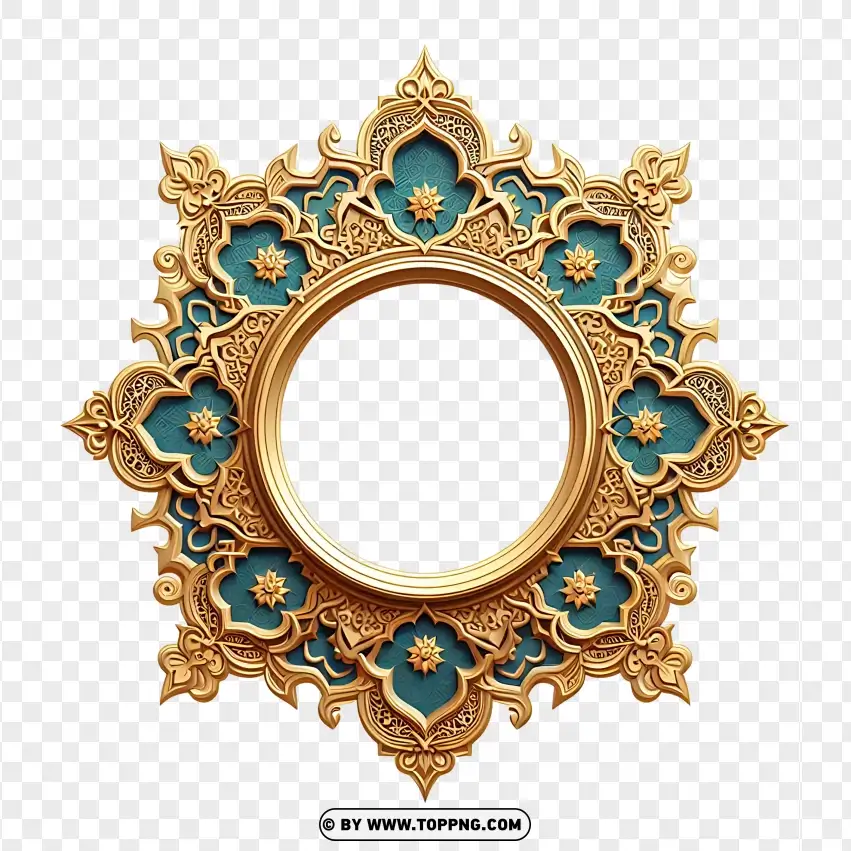 Ornate Islamic Circular Ramadan Frame PNG Transparent Background